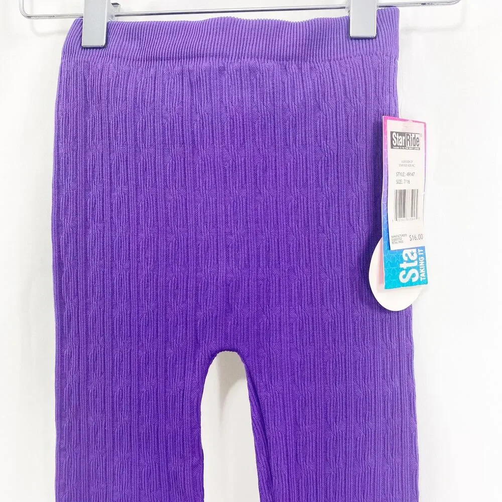 STAR RIDE Purple High Waist Stretchy Leggings Textured